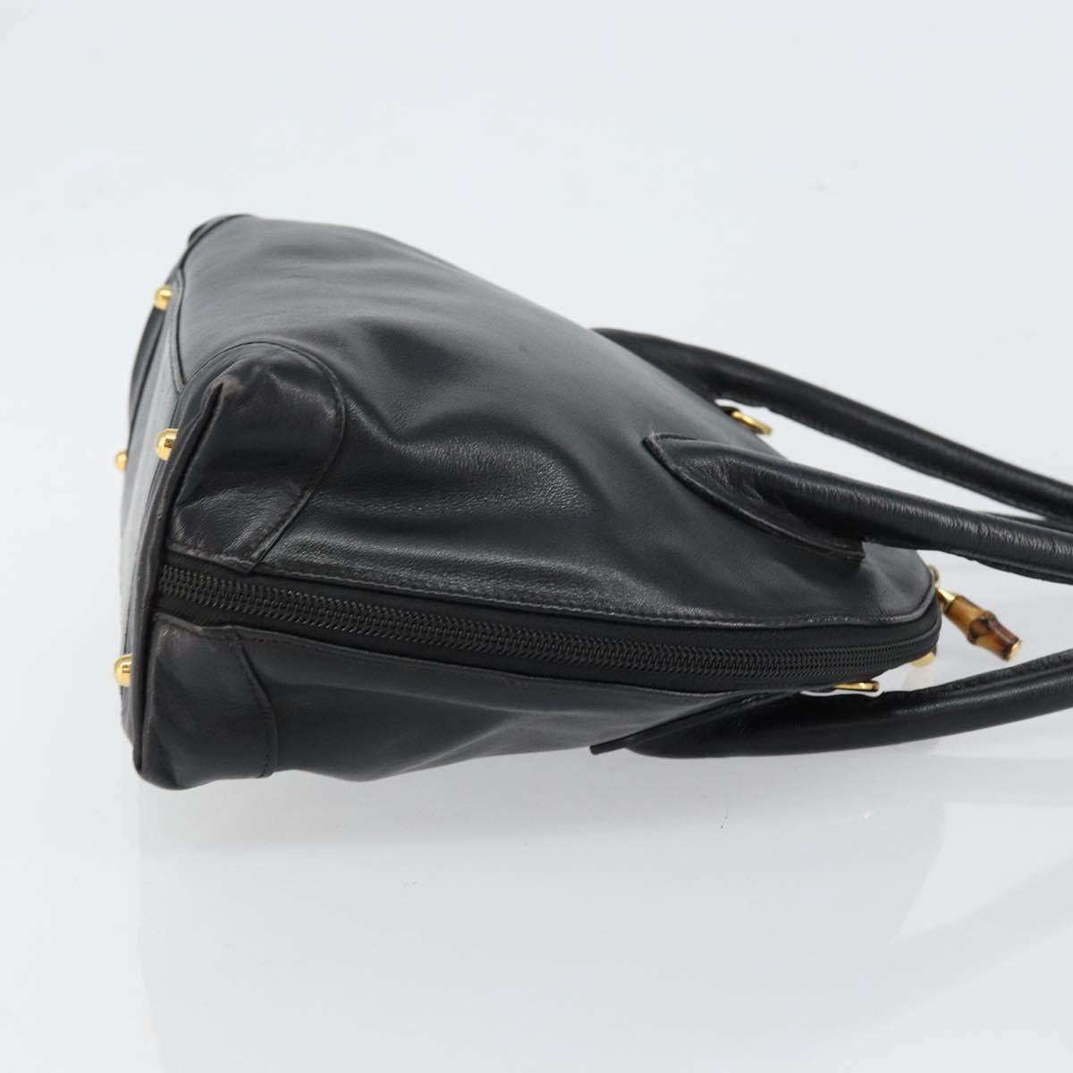 GUCCI Bamboo Hand Bag Leather Black Auth ep11133