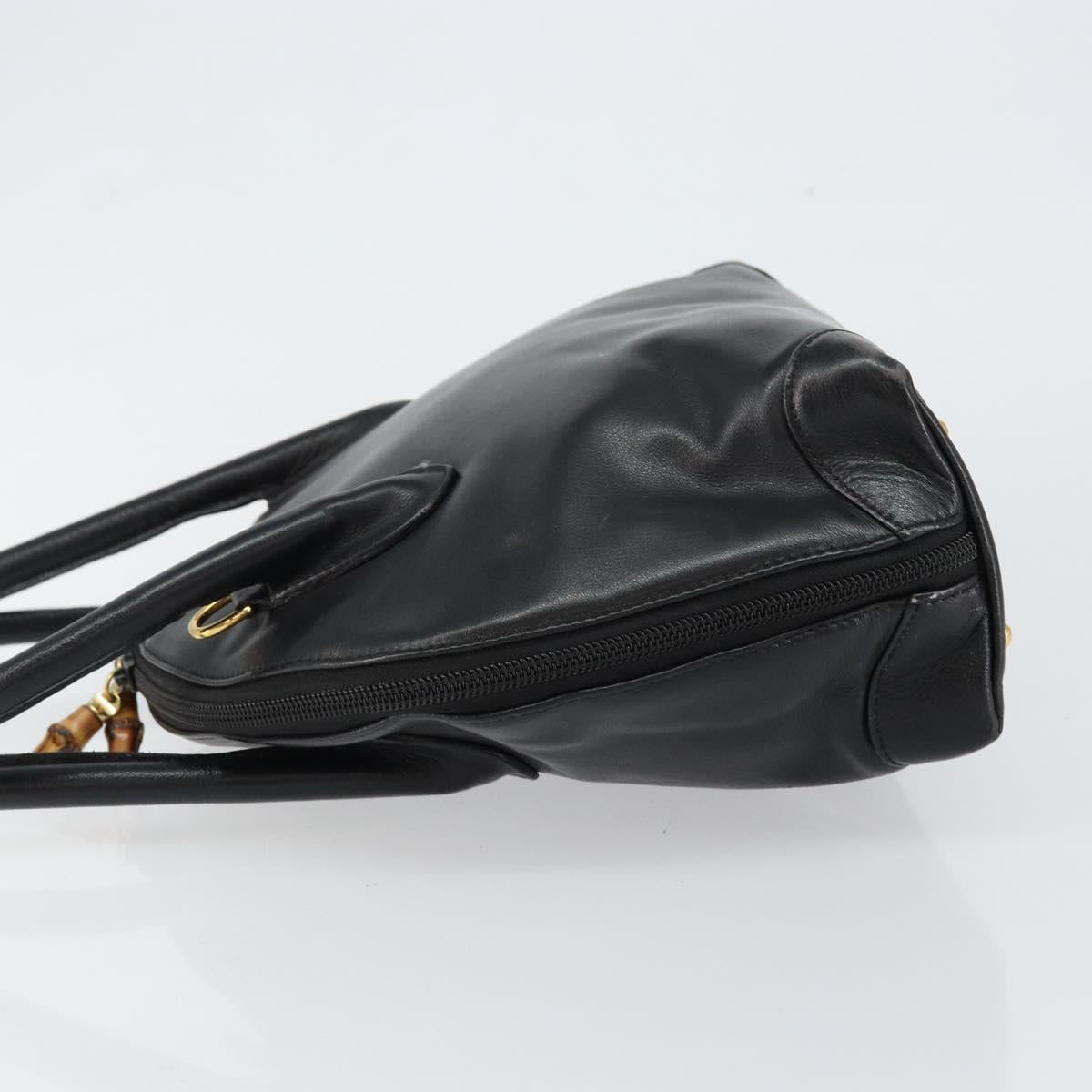 GUCCI Bamboo Hand Bag Leather Black Auth ep11133