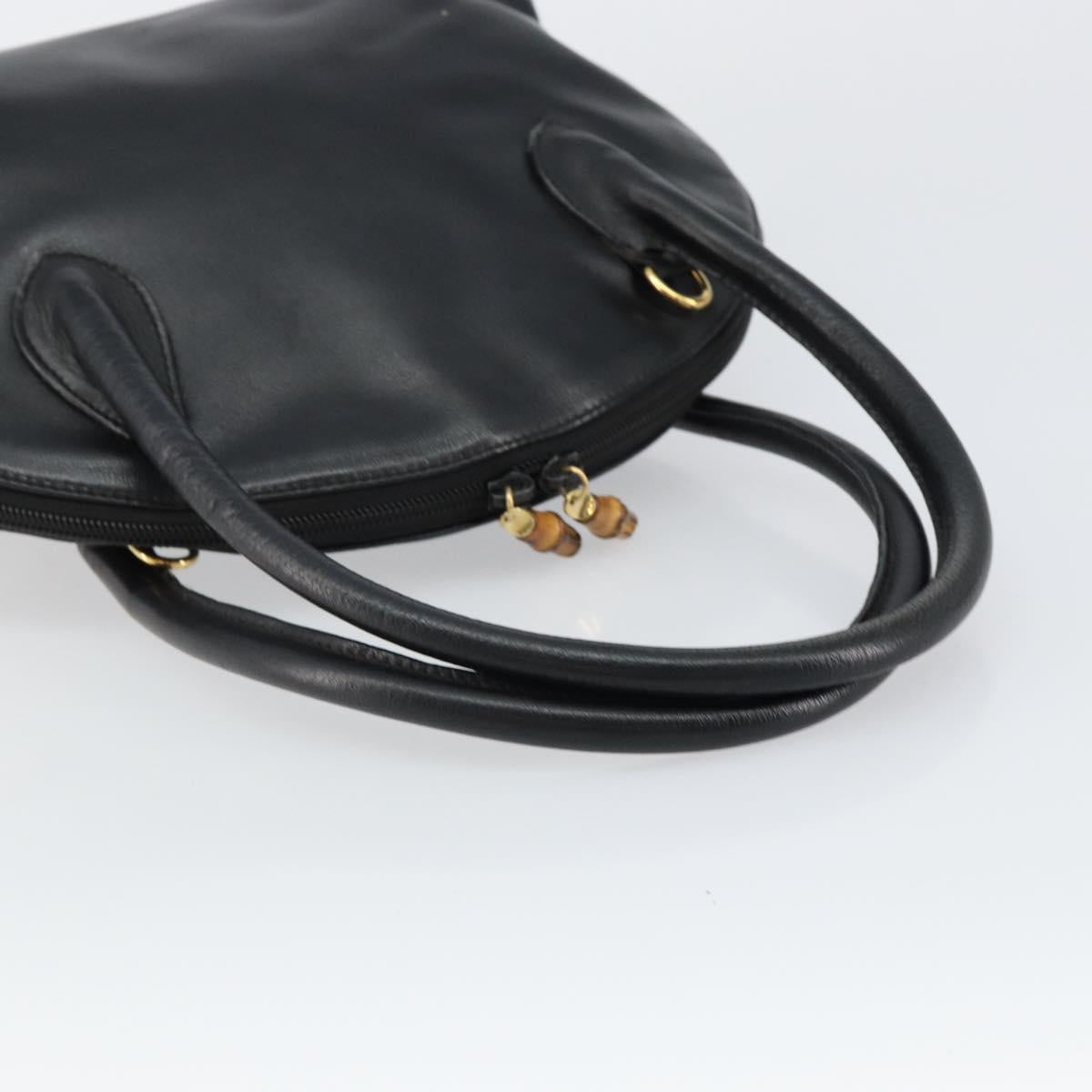 GUCCI Bamboo Hand Bag Leather Black Auth ep11133