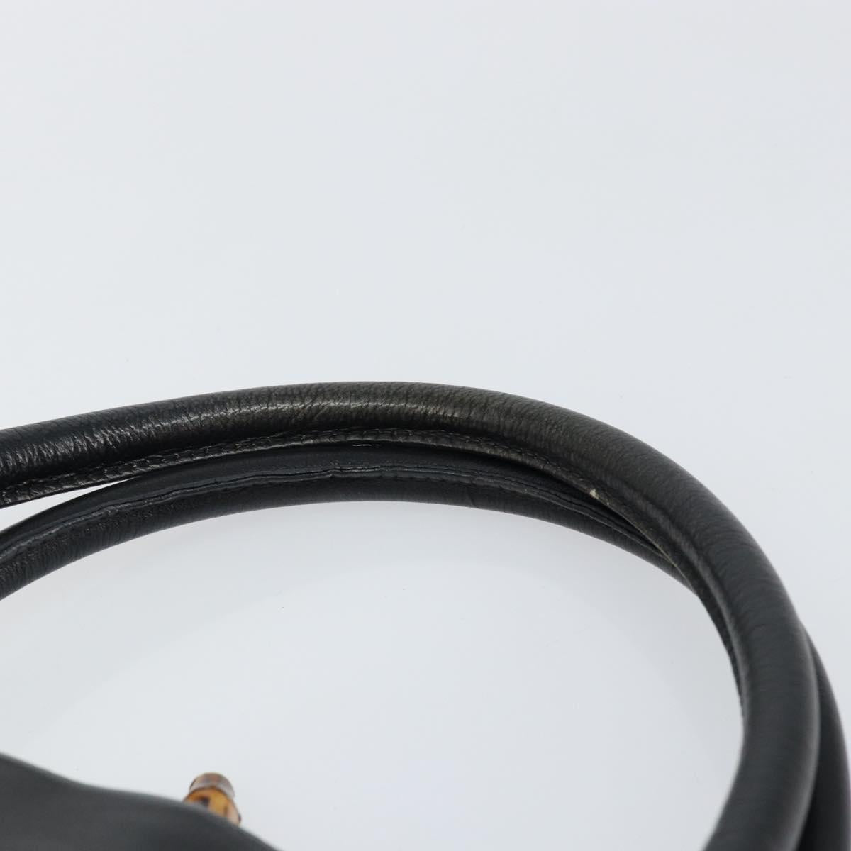 GUCCI Bamboo Hand Bag Leather Black Auth ep11133