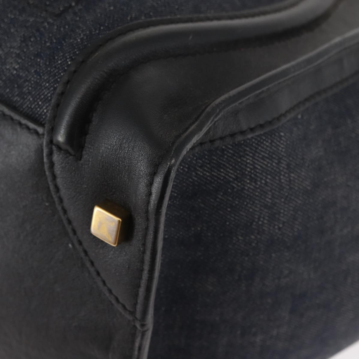 CELINE Luggage Mini shopper Hand Bag Denim Black Gold Auth ep11134