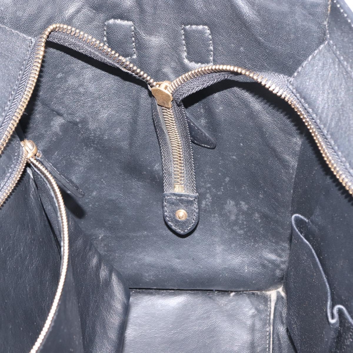 CELINE Luggage Mini shopper Hand Bag Denim Black Gold Auth ep11134