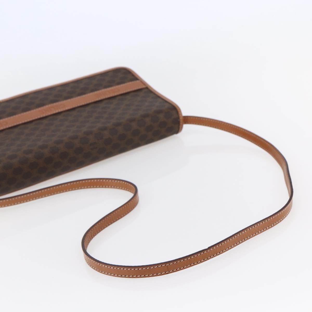 CELINE Macadam Canvas Shoulder Bag PVC Leather Brown Gold Auth ep11137