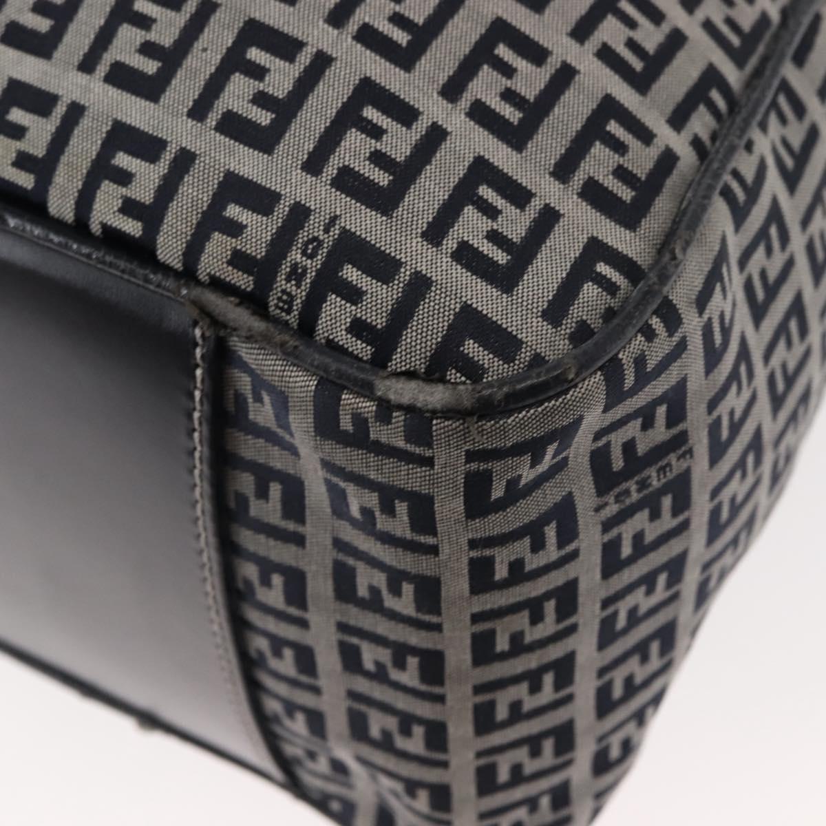 FENDI Zucchino Canvas Tote Bag Navy Gold Auth ep11139