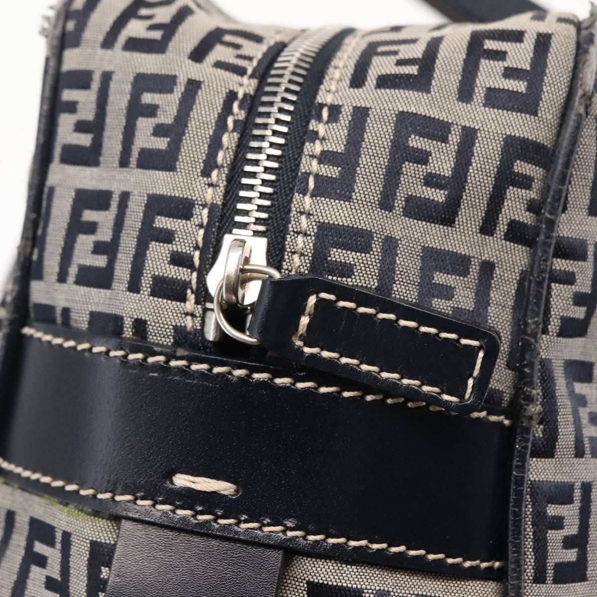 FENDI Zucchino Canvas Tote Bag Navy Gold Auth ep11139