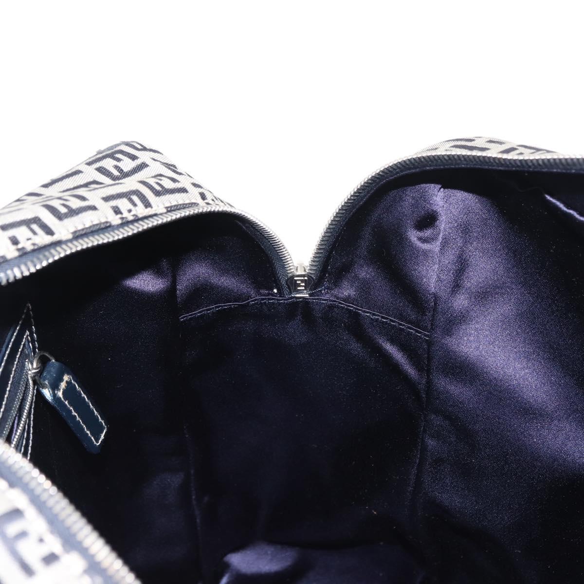 FENDI Zucchino Canvas Tote Bag Navy Gold Auth ep11139