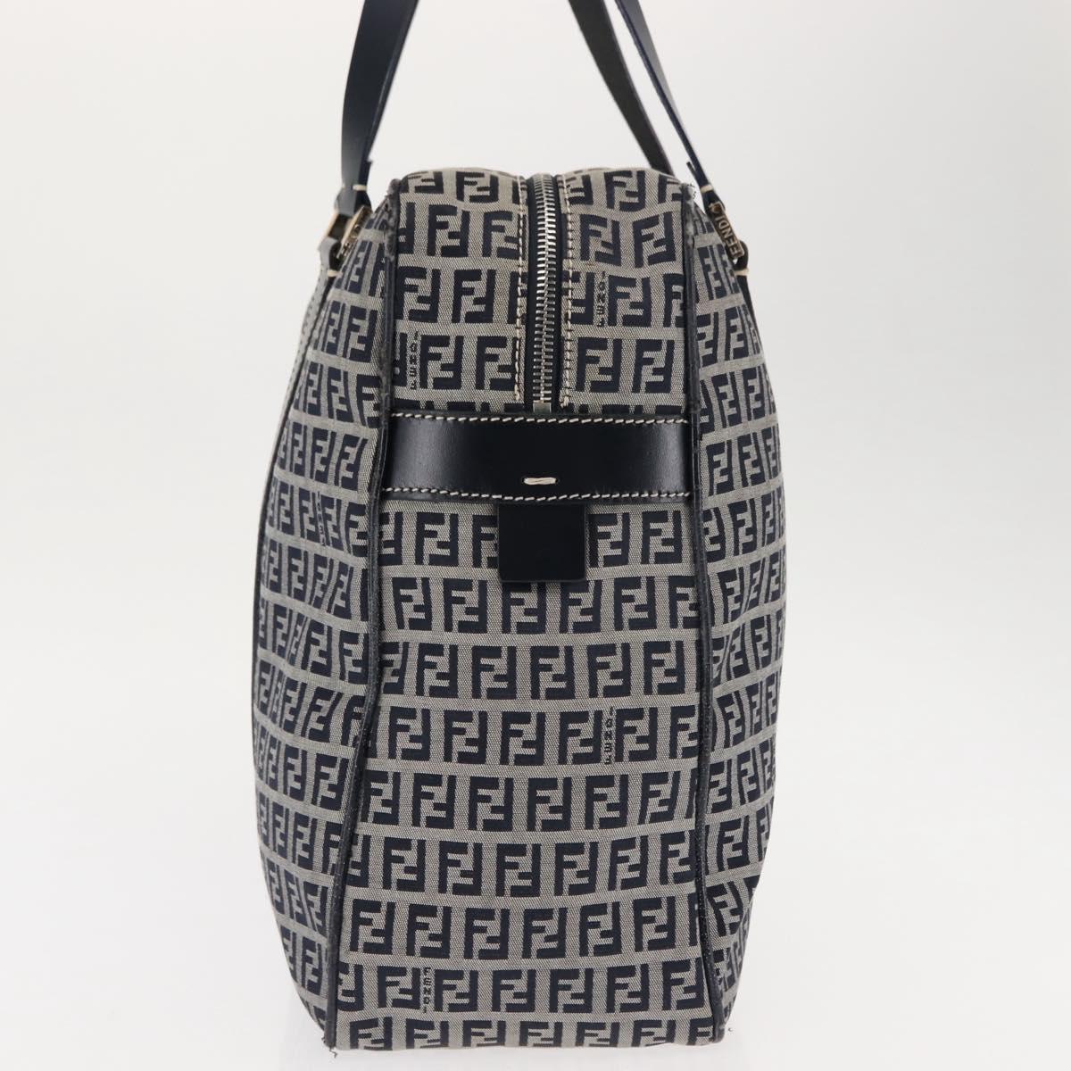 FENDI Zucchino Canvas Tote Bag Navy Gold Auth ep11139