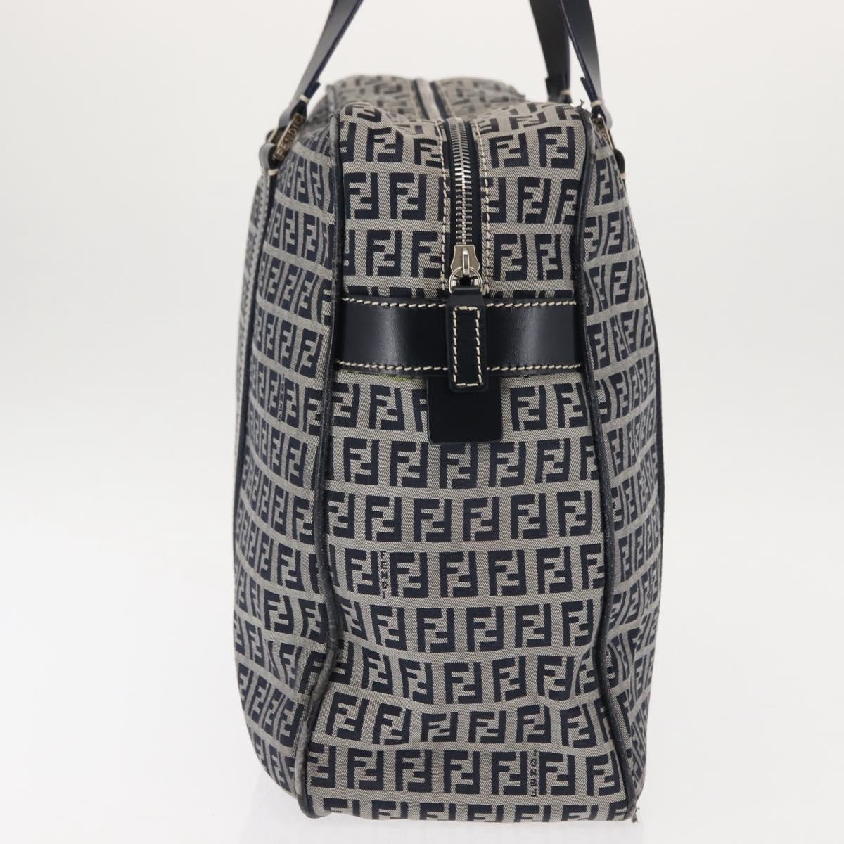 FENDI Zucchino Canvas Tote Bag Navy Gold Auth ep11139