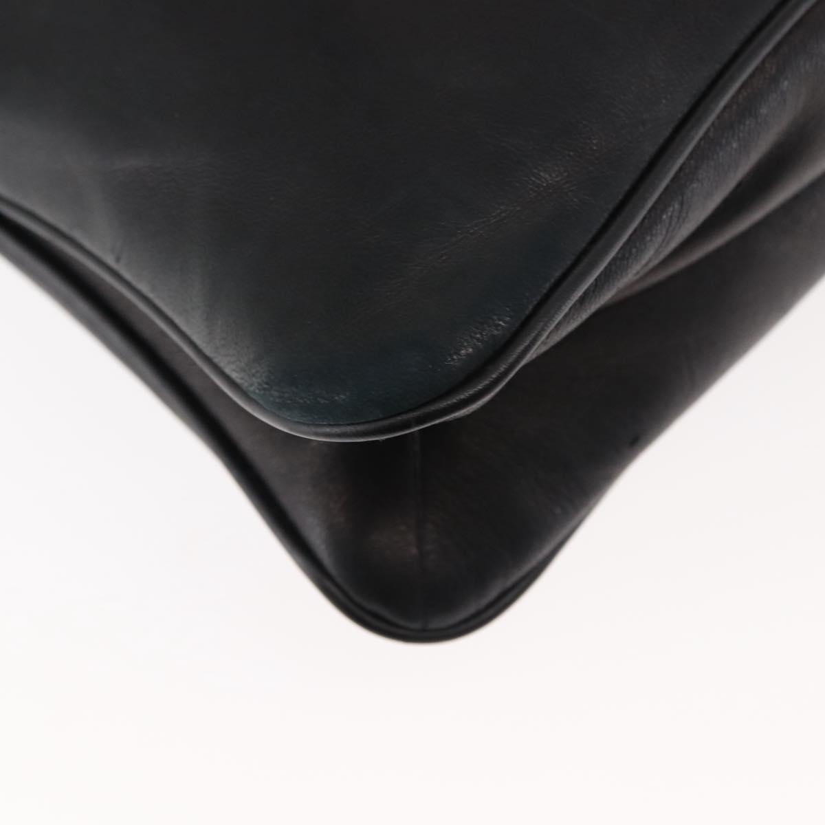 PRADA Shoulder Bag Lamb Skin Black Gold Auth ep11141