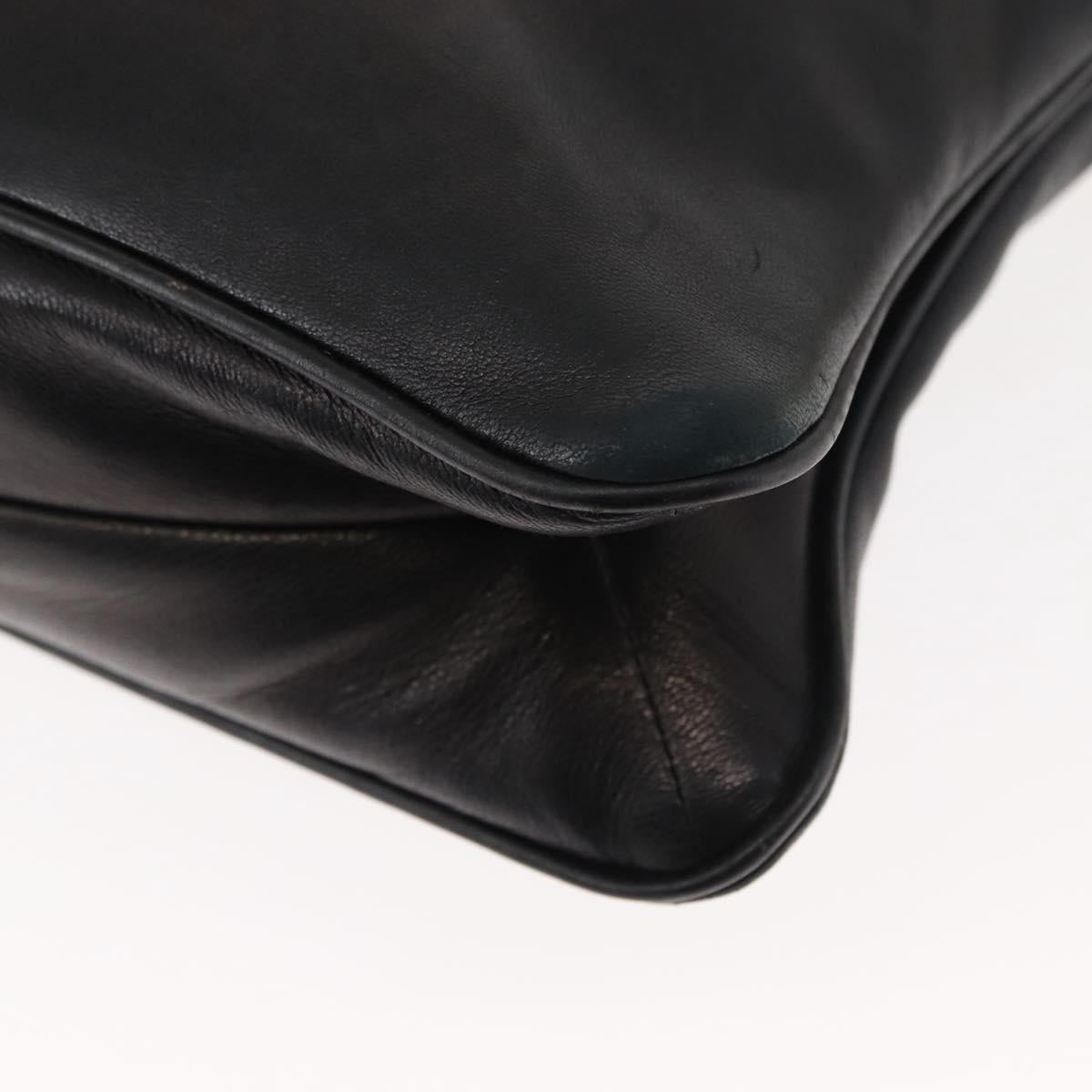 PRADA Shoulder Bag Lamb Skin Black Gold Auth ep11141