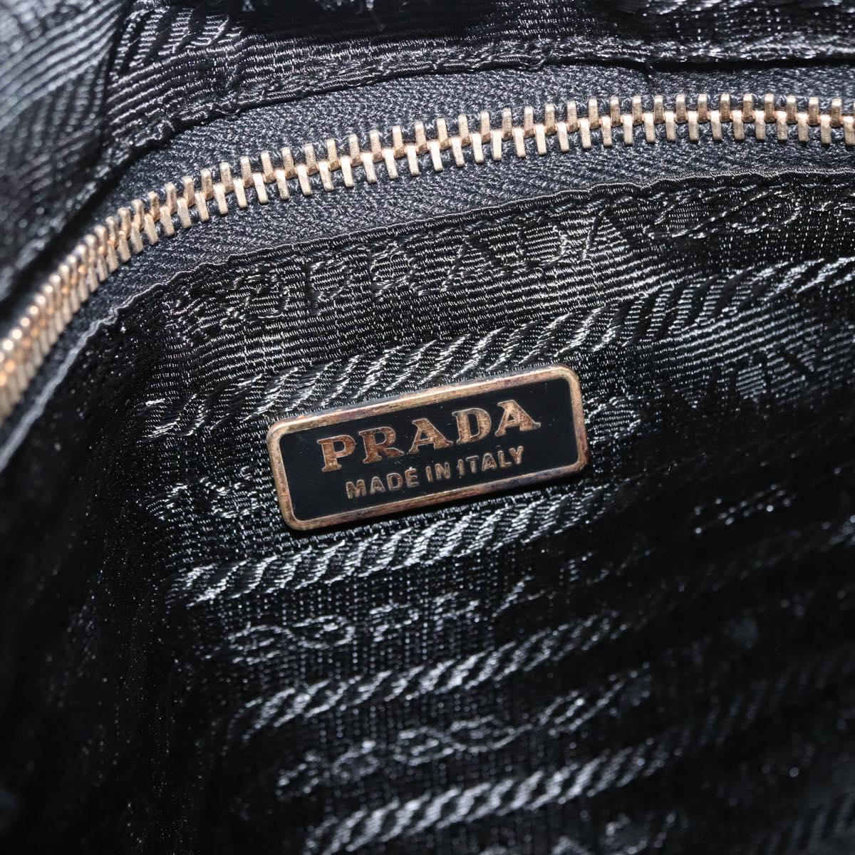 PRADA Shoulder Bag Lamb Skin Black Gold Auth ep11141