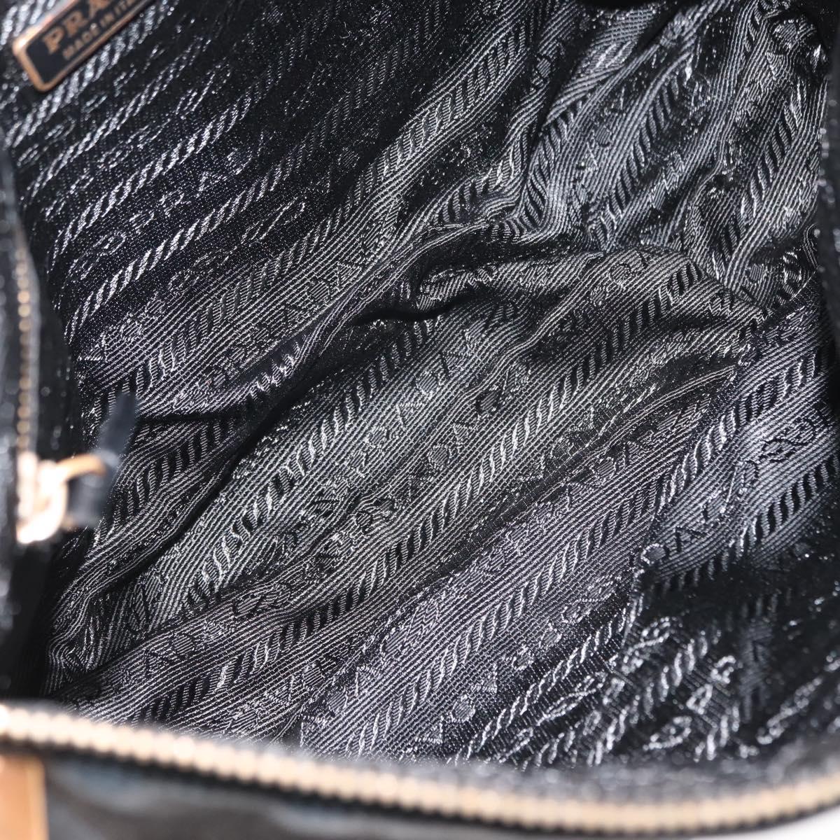 PRADA Shoulder Bag Lamb Skin Black Gold Auth ep11141