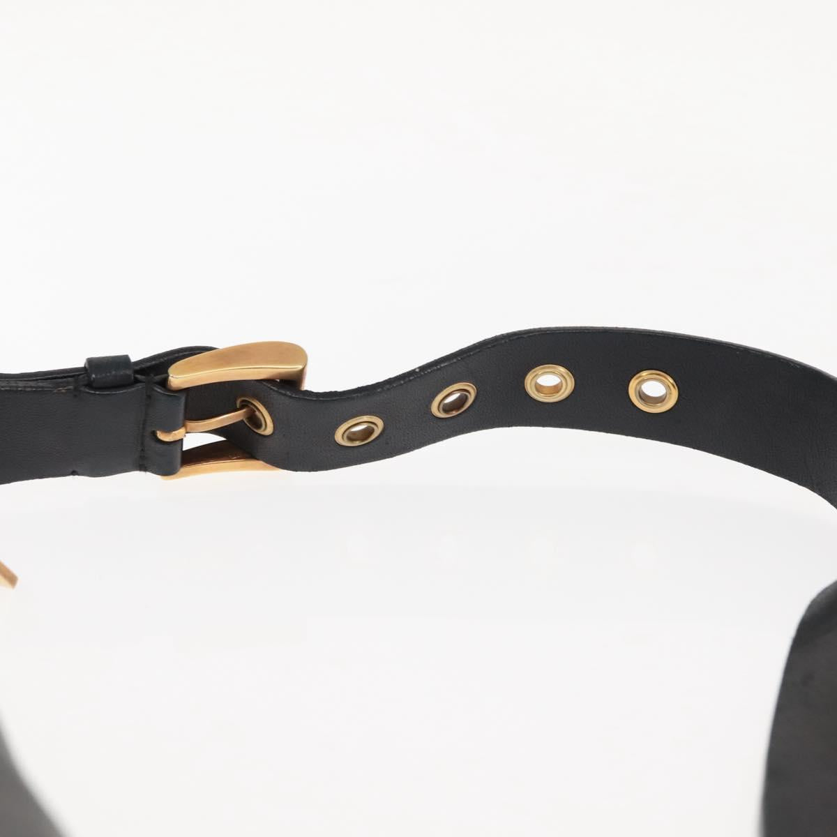 PRADA Shoulder Bag Lamb Skin Black Gold Auth ep11141