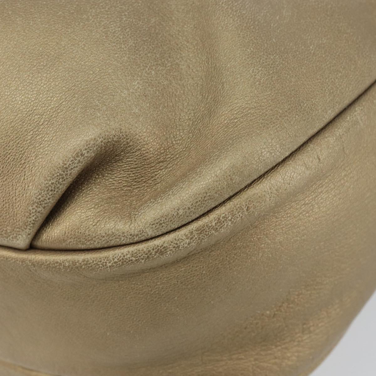 LOEWE Shoulder Bag Leather Beige Gold Auth ep11142