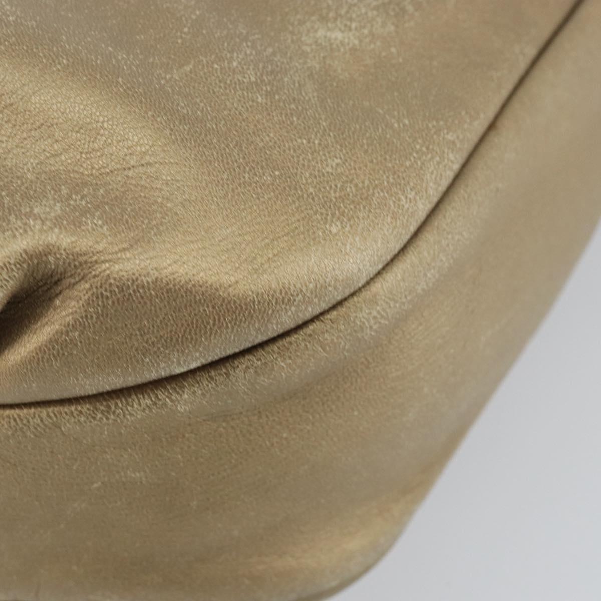 LOEWE Shoulder Bag Leather Beige Gold Auth ep11142