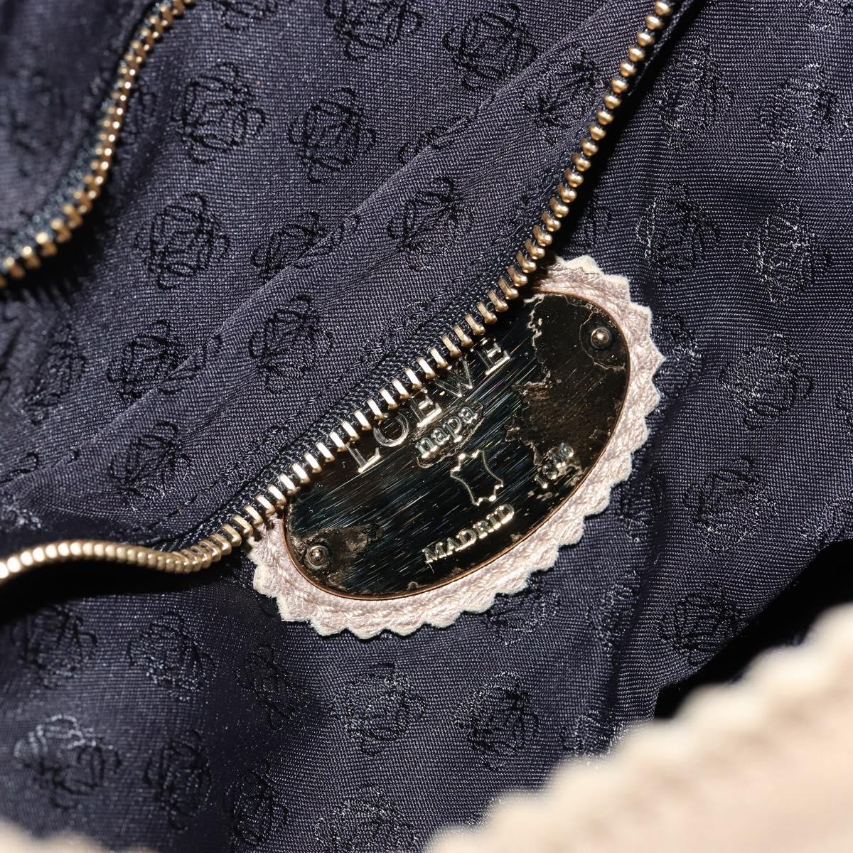 LOEWE Shoulder Bag Leather Beige Gold Auth ep11142