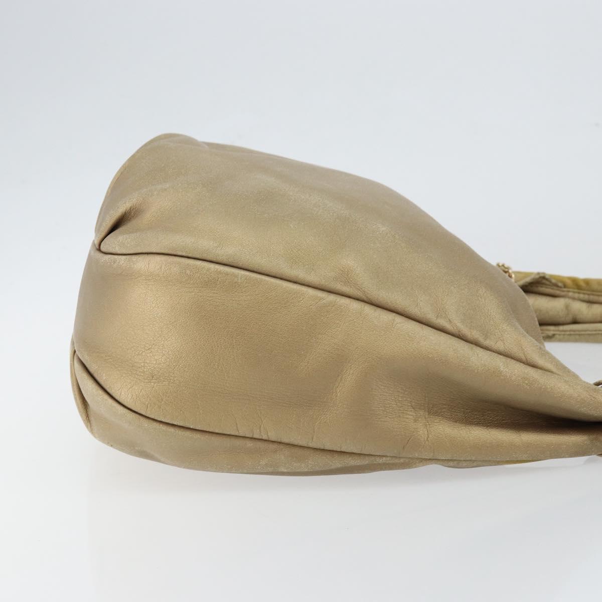 LOEWE Shoulder Bag Leather Beige Gold Auth ep11142