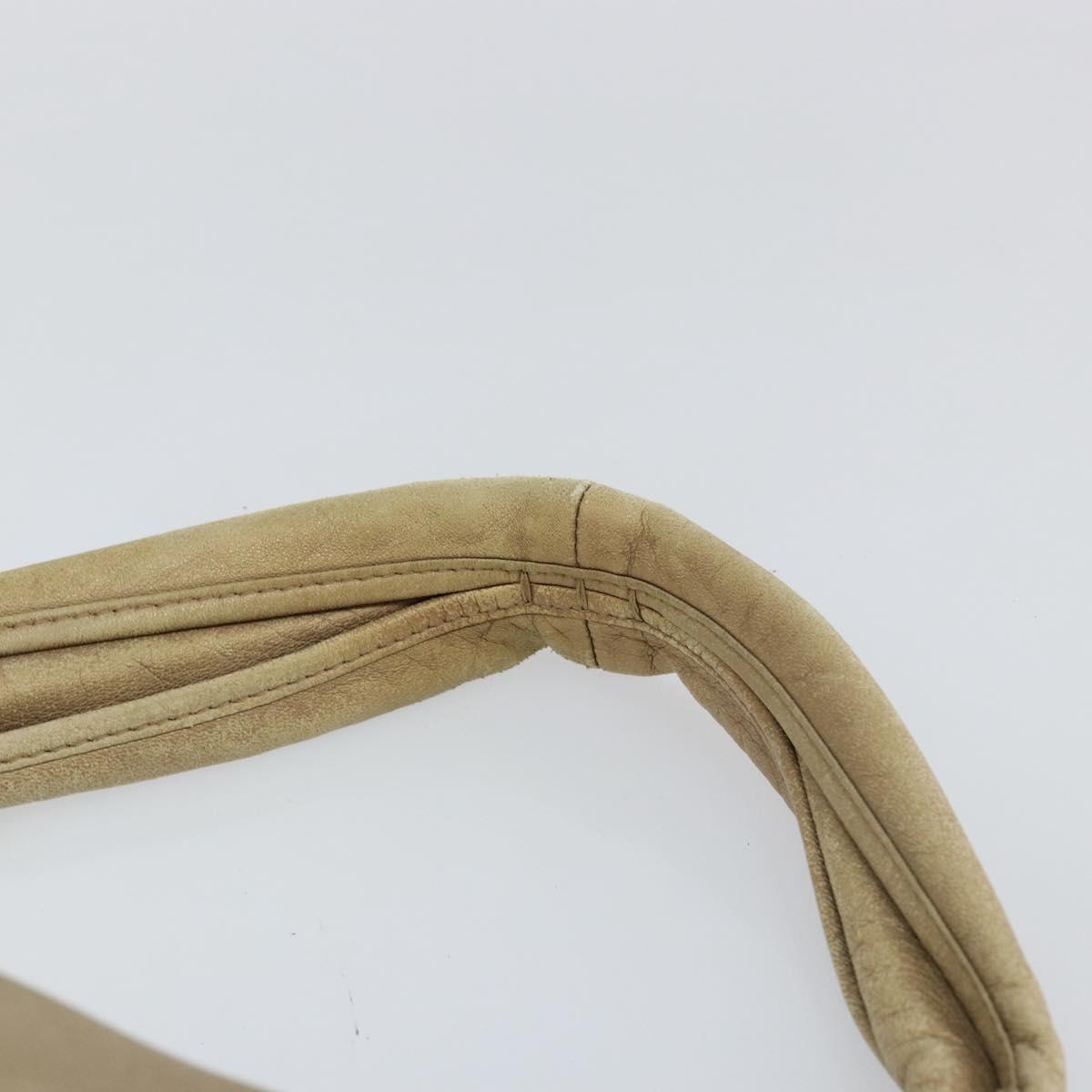 LOEWE Shoulder Bag Leather Beige Gold Auth ep11142