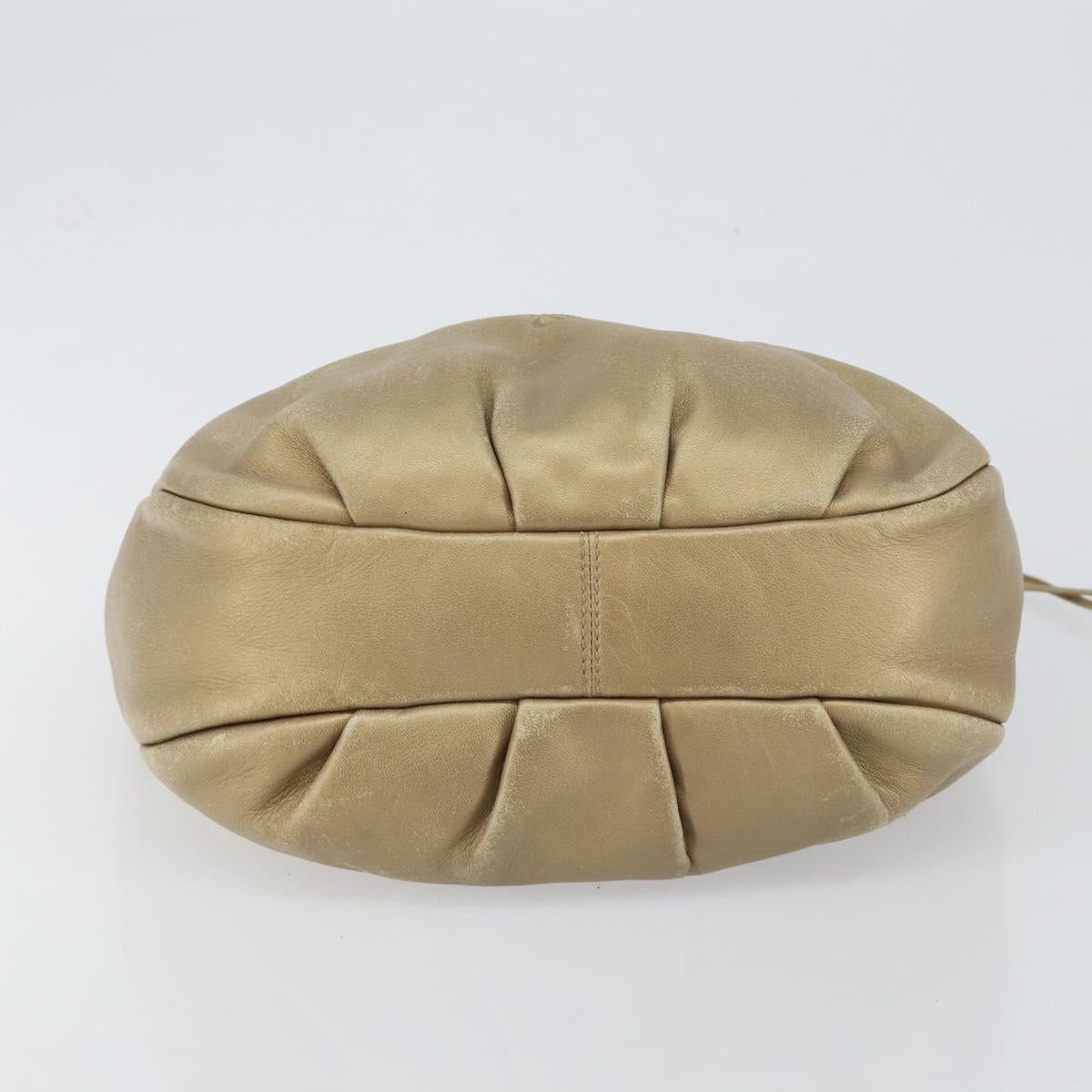 LOEWE Shoulder Bag Leather Beige Gold Auth ep11142