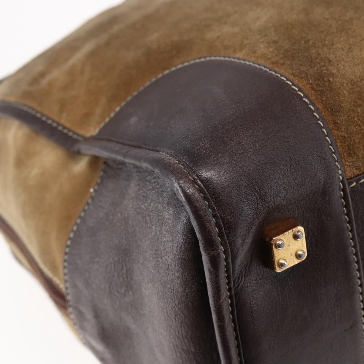 LOEWE Anagram Amazona 40 Hand Bag Suede Leather Brown Gold Auth ep11147