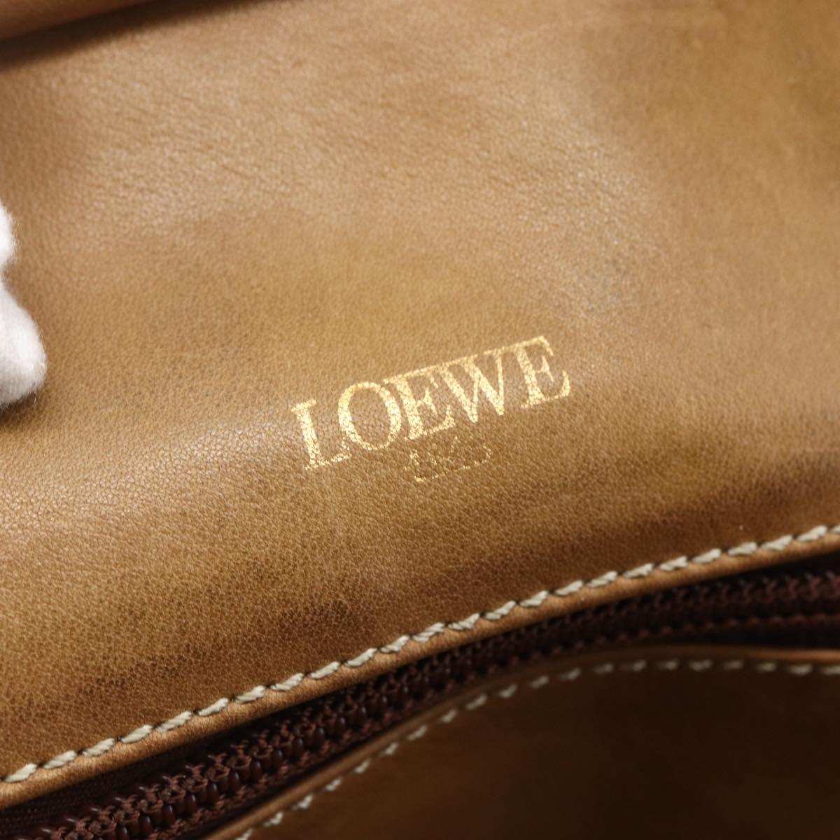 LOEWE Anagram Amazona 40 Hand Bag Suede Leather Brown Gold Auth ep11147