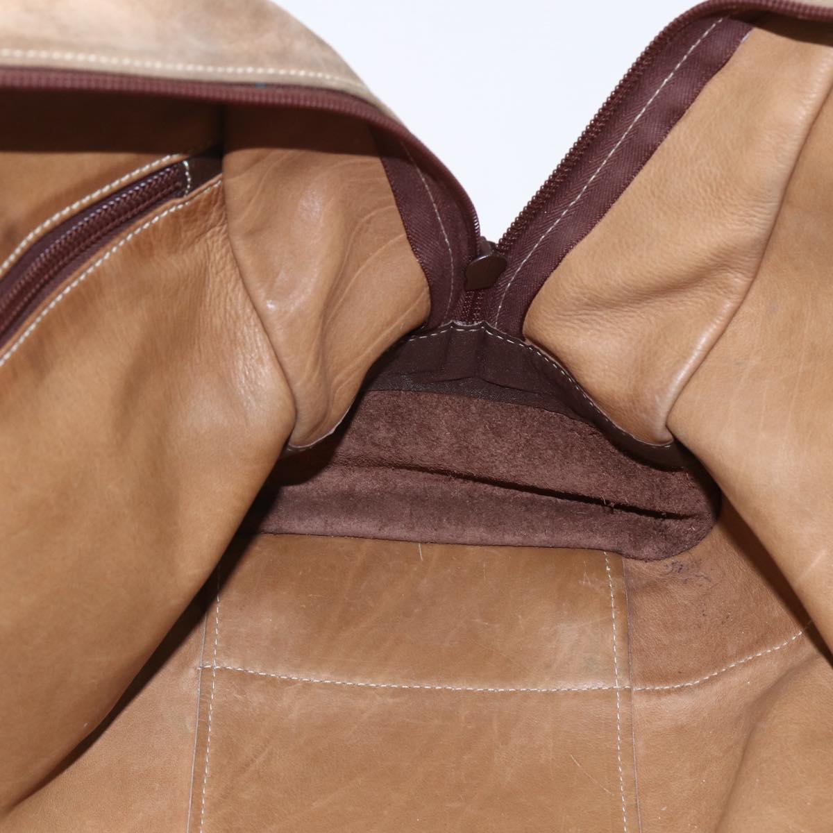 LOEWE Anagram Amazona 40 Hand Bag Suede Leather Brown Gold Auth ep11147
