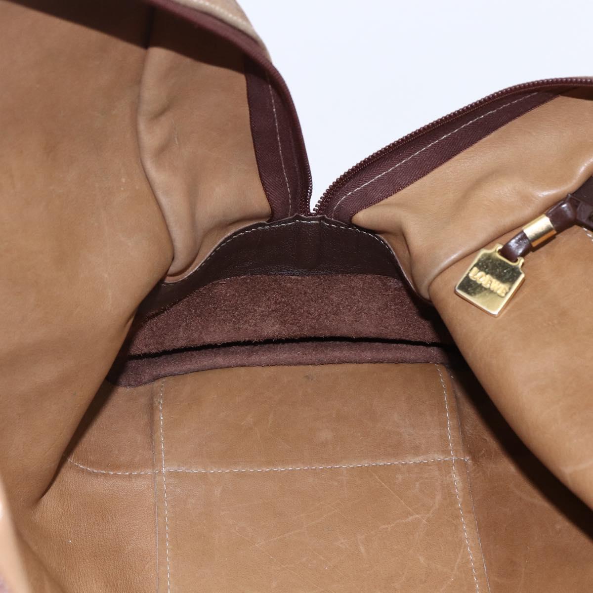 LOEWE Anagram Amazona 40 Hand Bag Suede Leather Brown Gold Auth ep11147