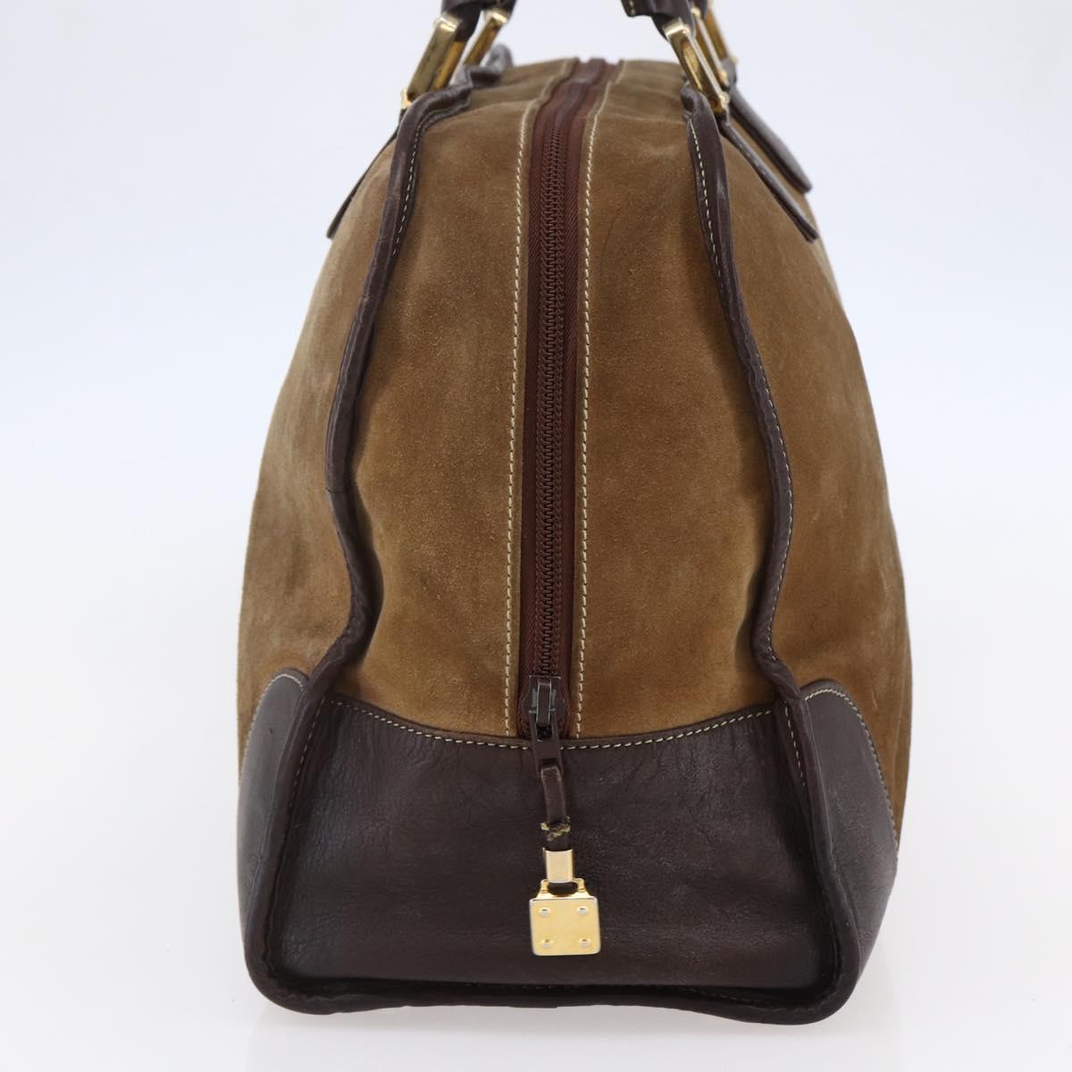 LOEWE Anagram Amazona 40 Hand Bag Suede Leather Brown Gold Auth ep11147