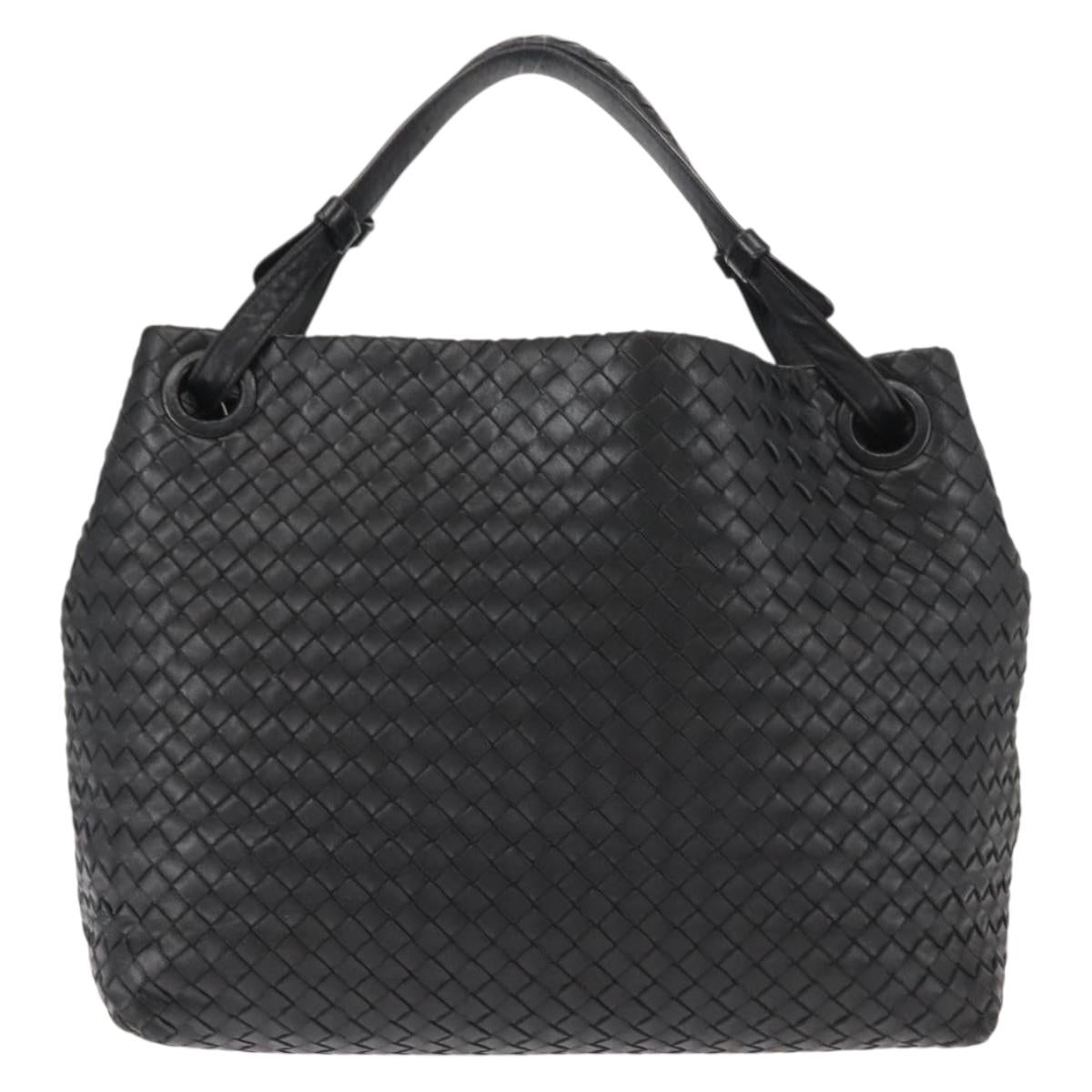 BOTTEGA VENETA INTRECCIATO Garda bag Hand Bag Leather Black 179320 Auth ep11148