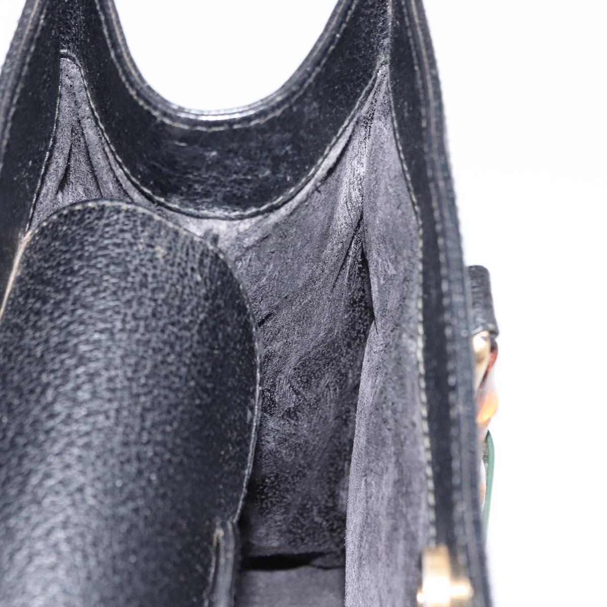 GUCCI Bamboo Hand Bag Leather Black Auth ep11149
