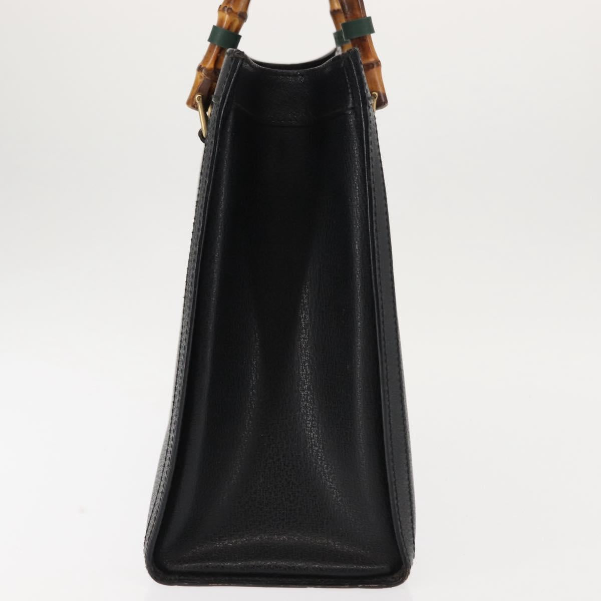 GUCCI Bamboo Hand Bag Leather Black Auth ep11149