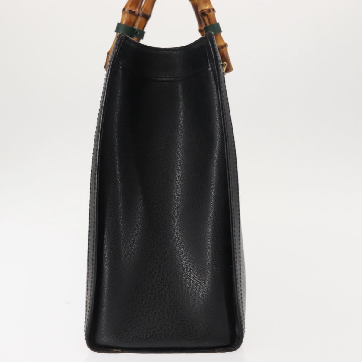 GUCCI Bamboo Hand Bag Leather Black Auth ep11149