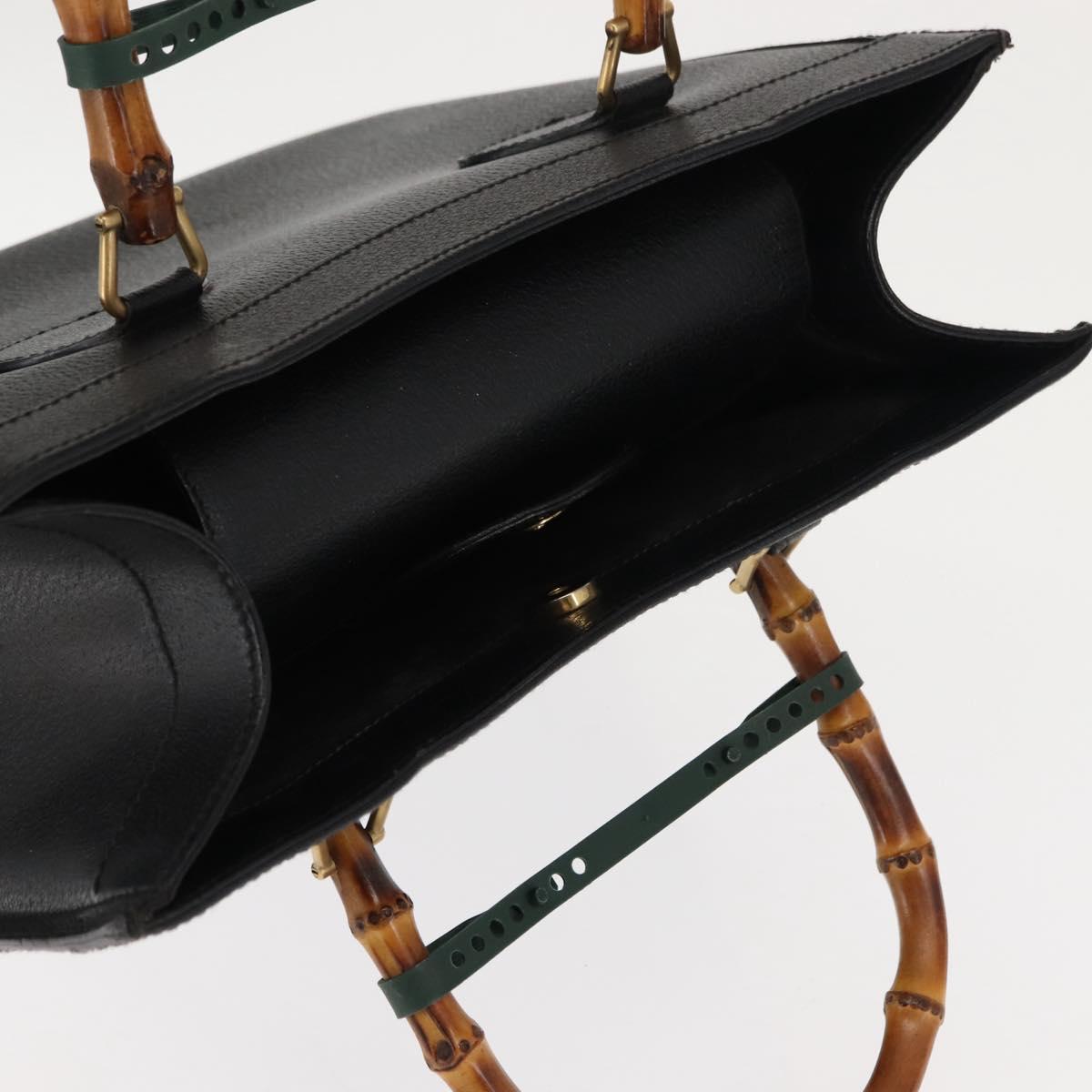 GUCCI Bamboo Hand Bag Leather Black Auth ep11149