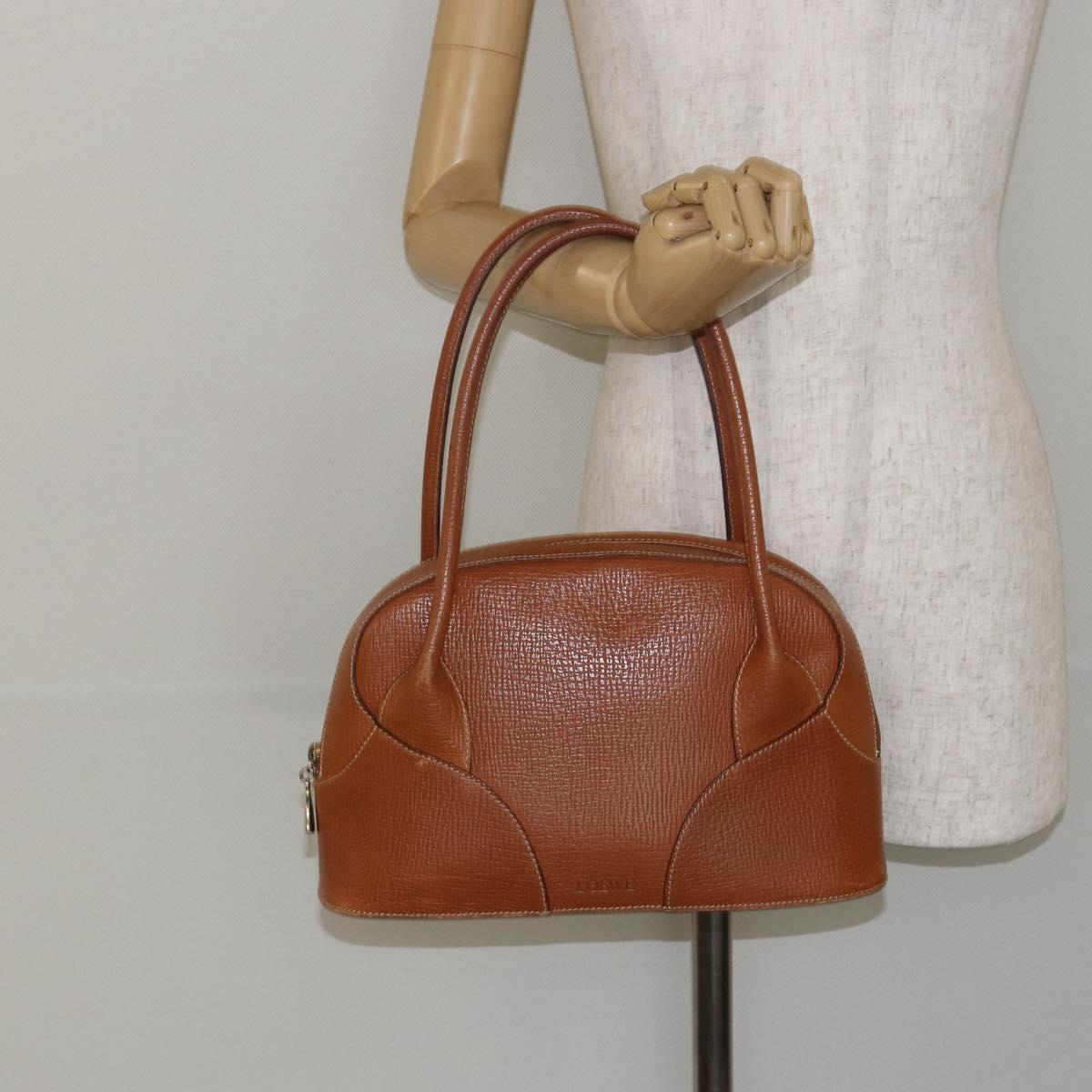 LOEWE Hand Bag Leather Brown Auth ep11153