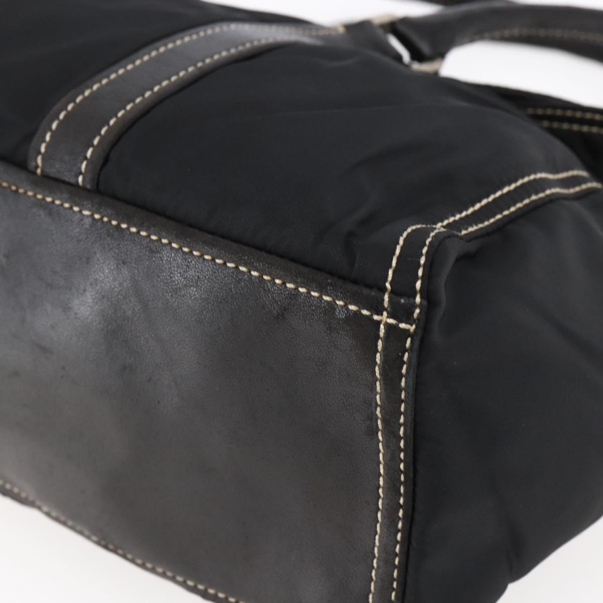 PRADA Tote Bag Nylon Black Silver Auth ep11154