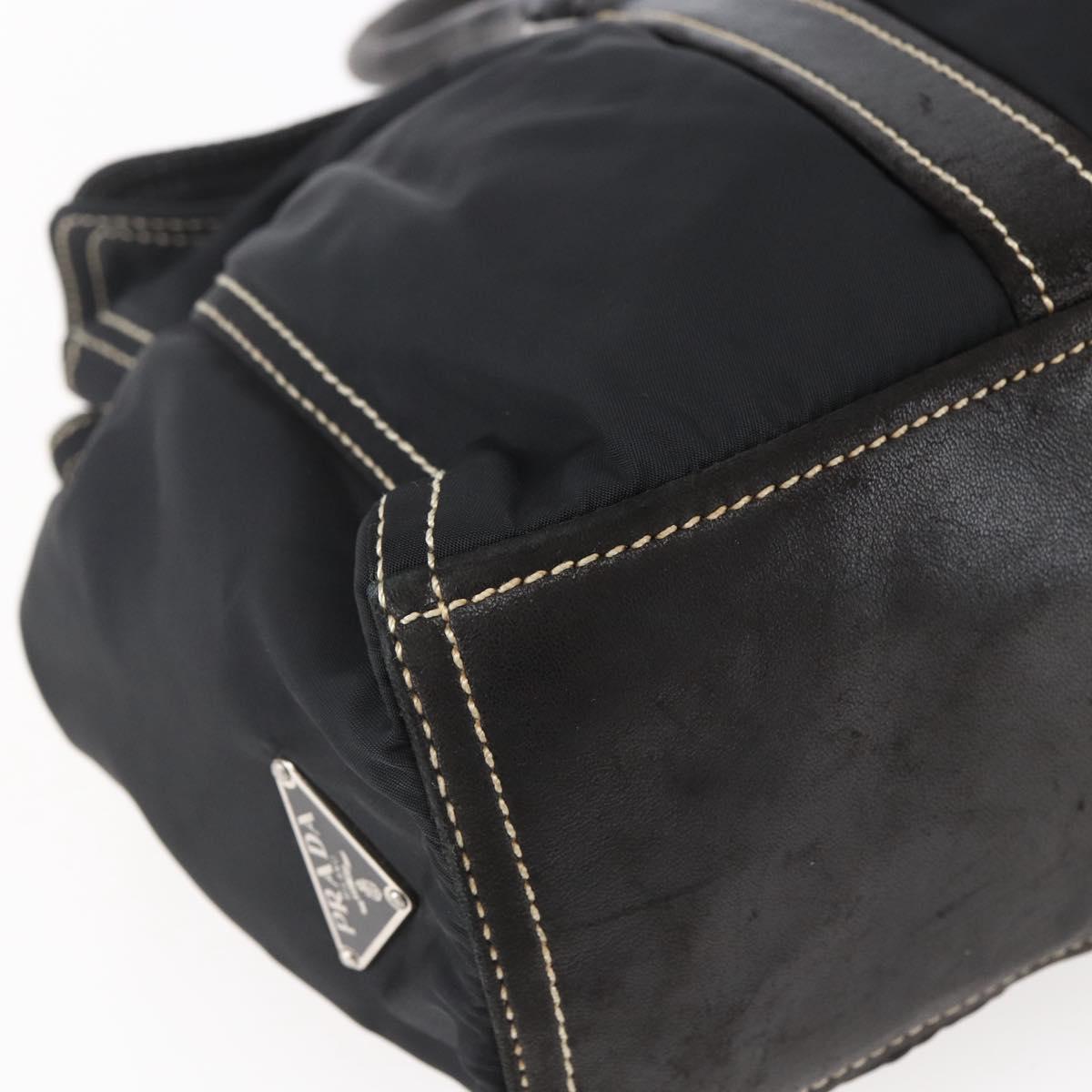 PRADA Tote Bag Nylon Black Silver Auth ep11154