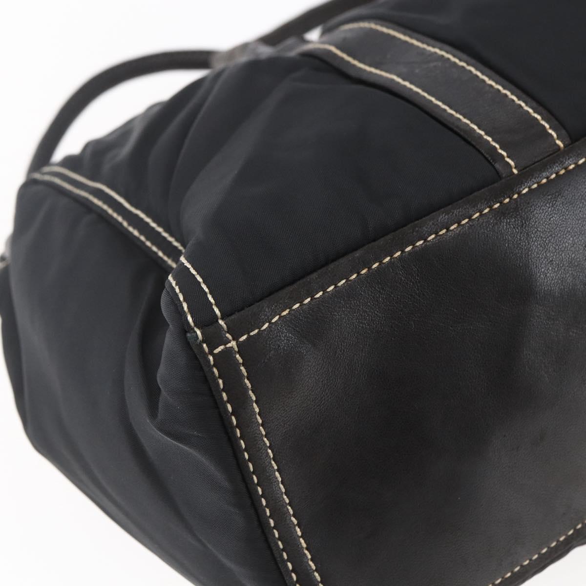 PRADA Tote Bag Nylon Black Silver Auth ep11154