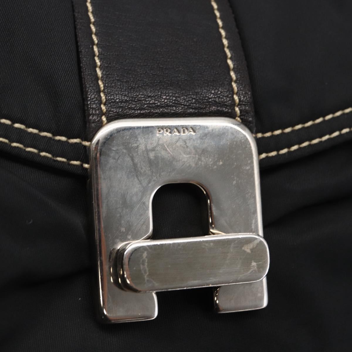 PRADA Tote Bag Nylon Black Silver Auth ep11154