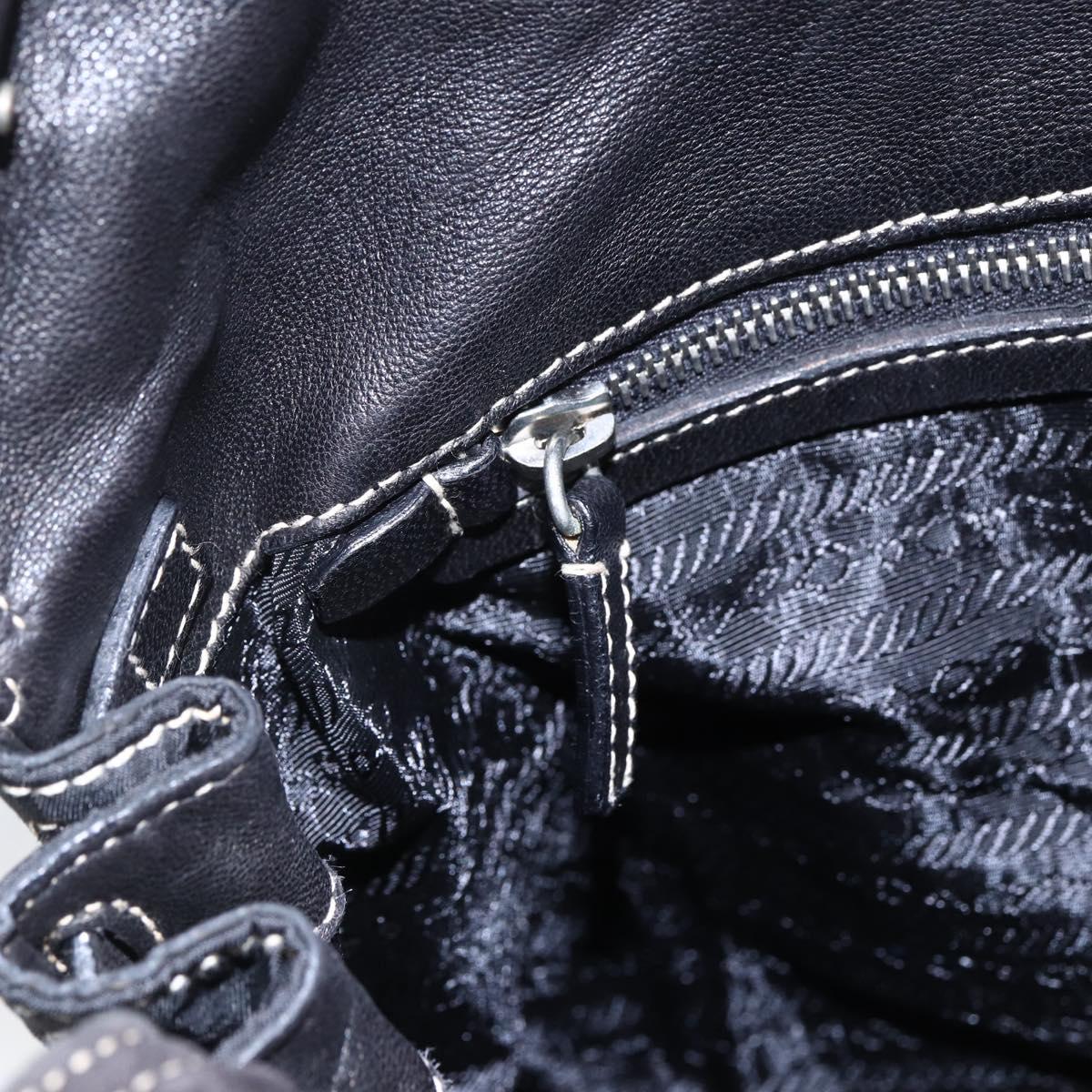 PRADA Tote Bag Nylon Black Silver Auth ep11154