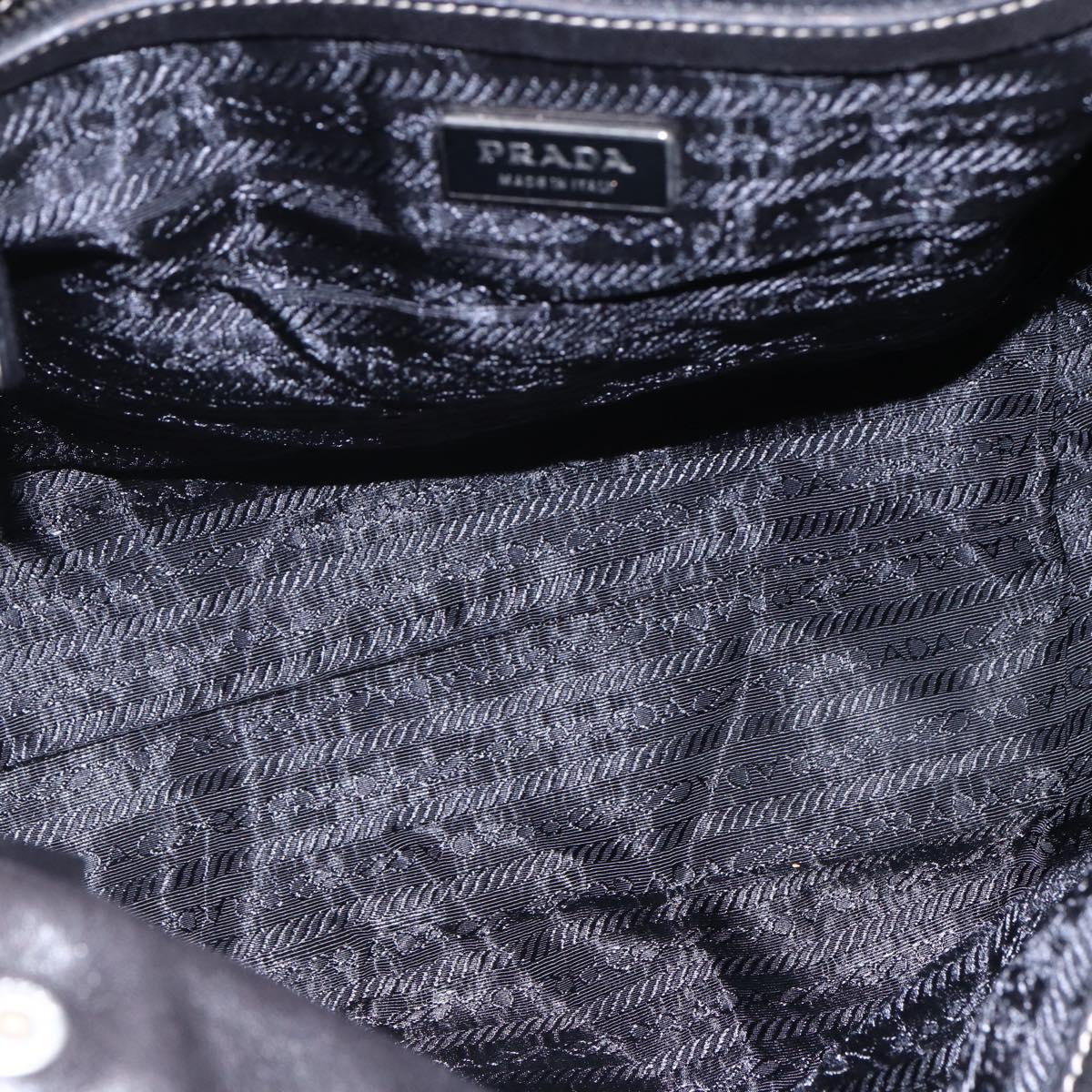 PRADA Tote Bag Nylon Black Silver Auth ep11154