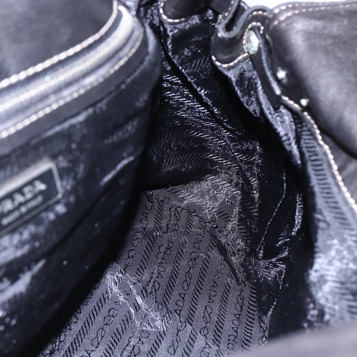 PRADA Tote Bag Nylon Black Silver Auth ep11154