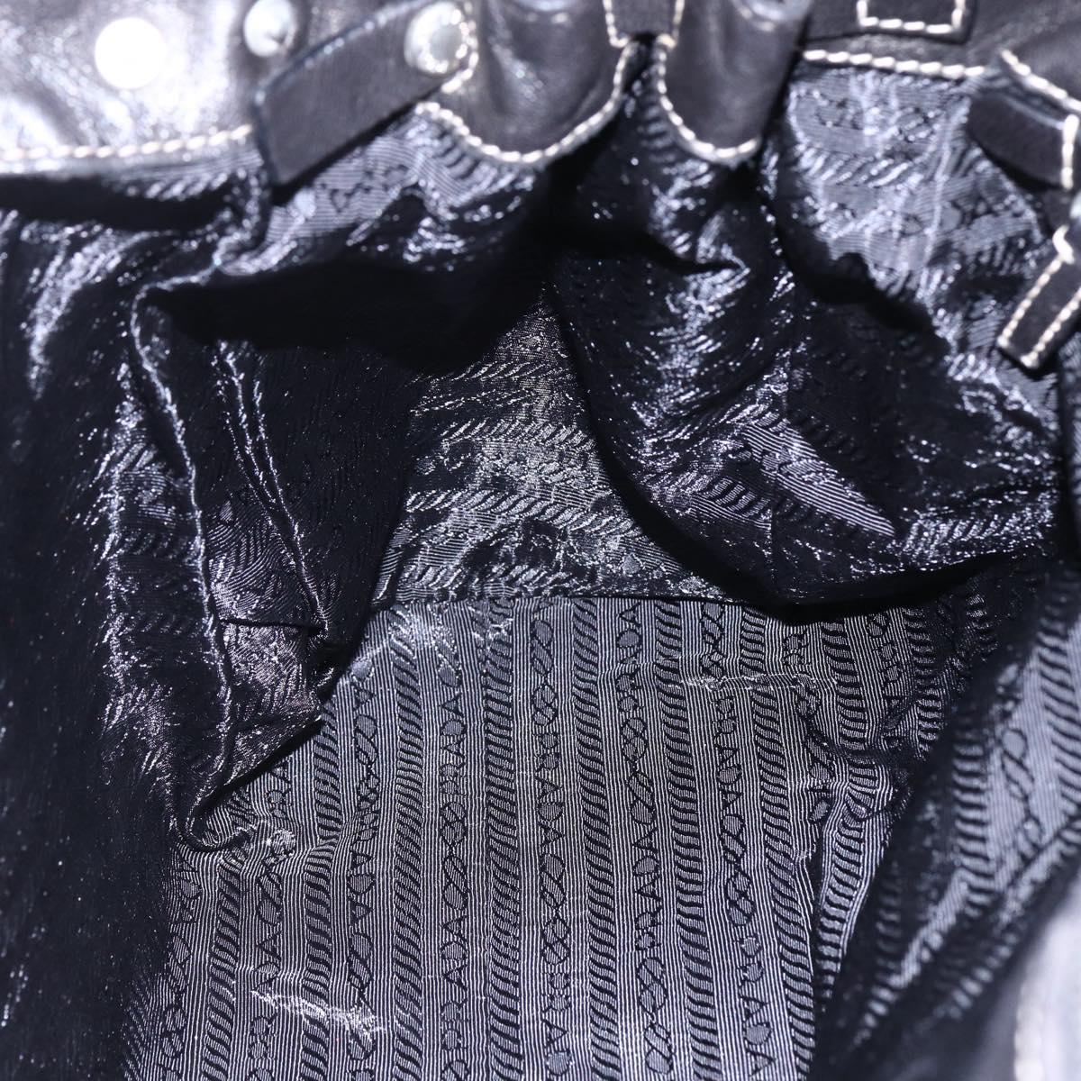 PRADA Tote Bag Nylon Black Silver Auth ep11154