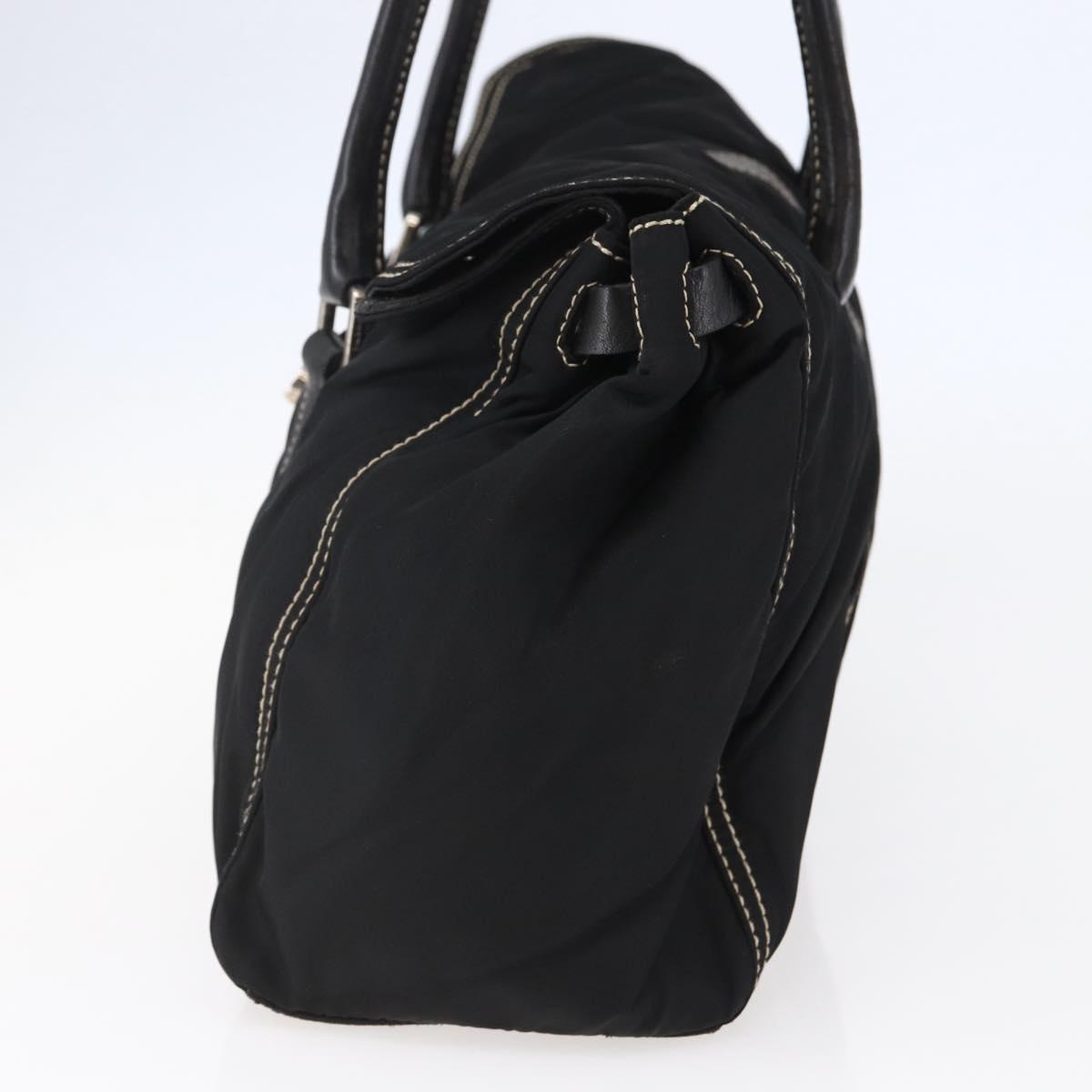 PRADA Tote Bag Nylon Black Silver Auth ep11154