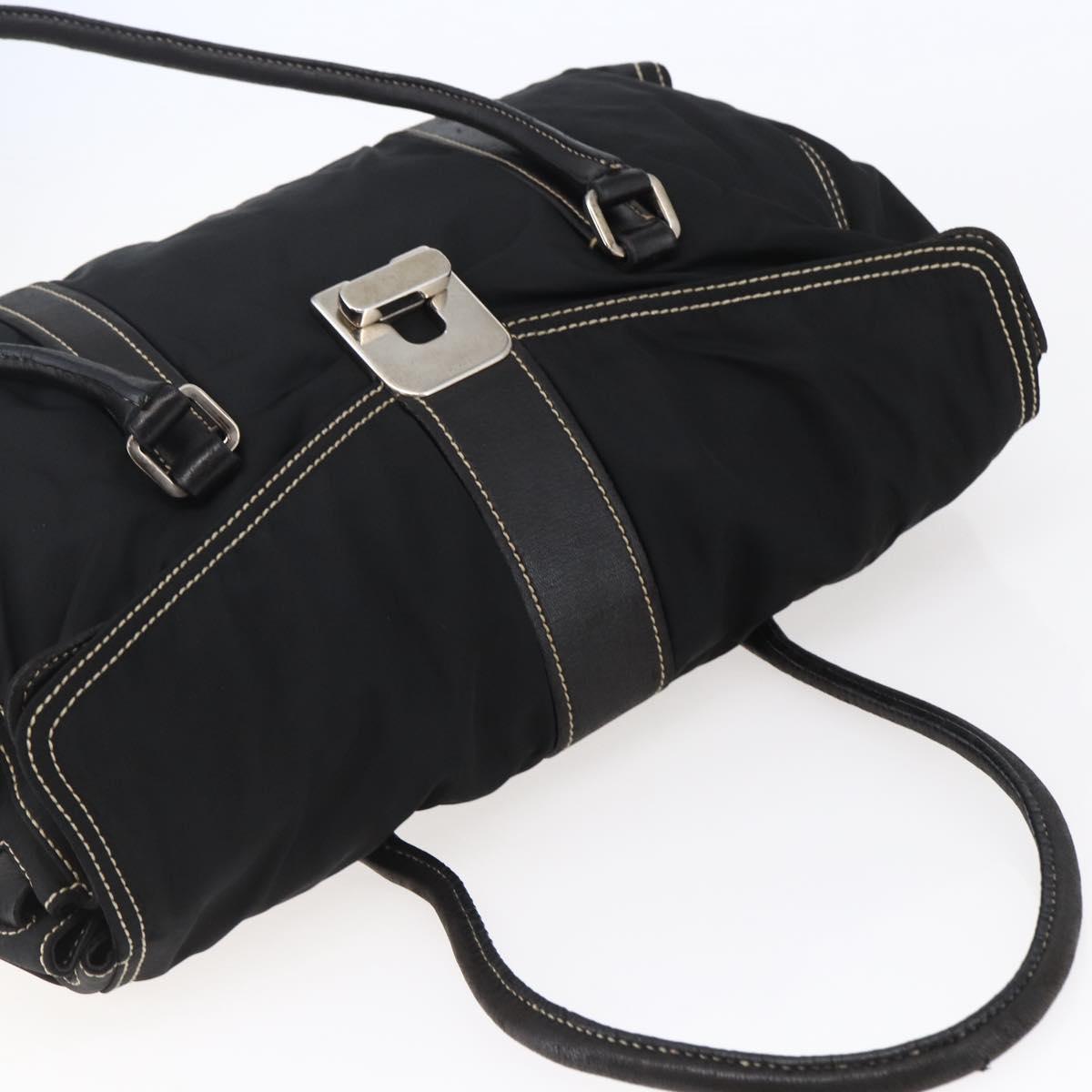 PRADA Tote Bag Nylon Black Silver Auth ep11154
