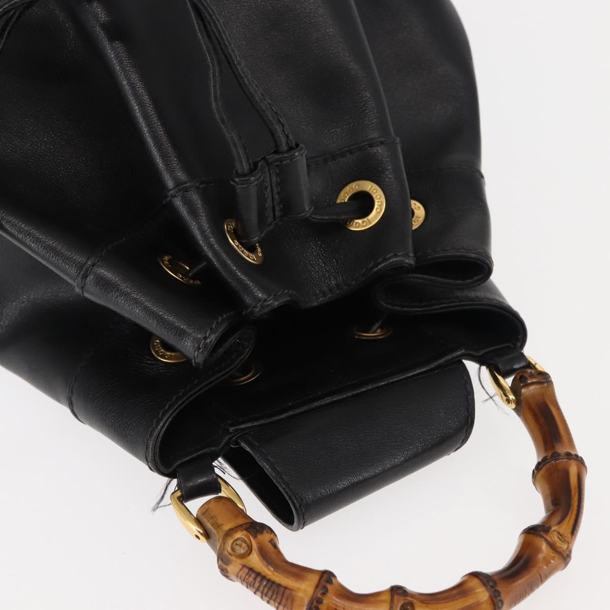 GUCCI Bamboo Body Bag Leather Black Auth ep11156