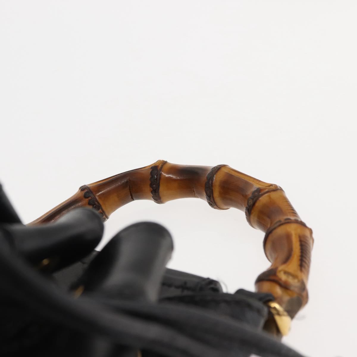 GUCCI Bamboo Body Bag Leather Black Auth ep11156