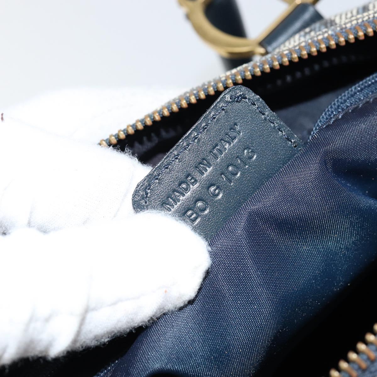 Christian Dior Trotter Canvas Hand Bag Canvas Navy Auth ep11158