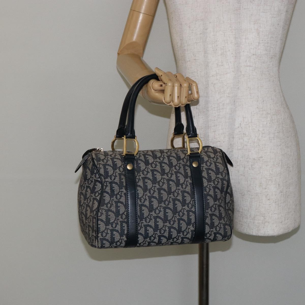Christian Dior Trotter Canvas Hand Bag Canvas Navy Auth ep11158