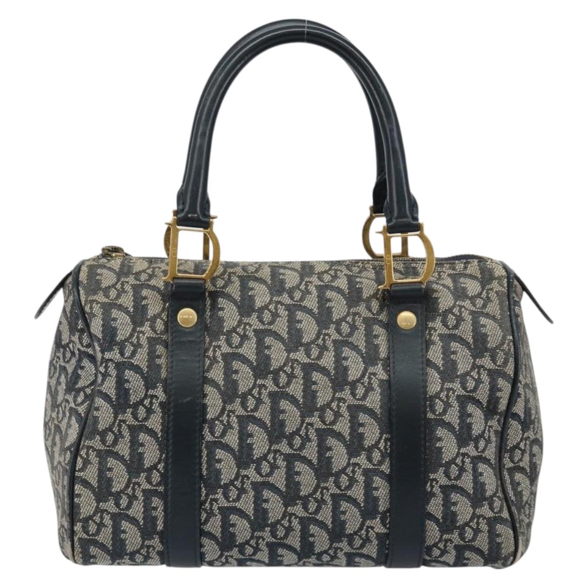 Christian Dior Trotter Canvas Hand Bag Canvas Navy Auth ep11158