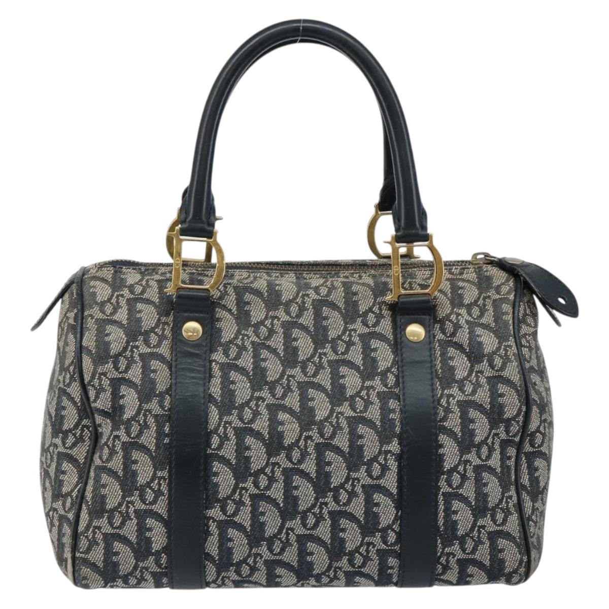Christian Dior Trotter Canvas Hand Bag Canvas Navy Auth ep11158